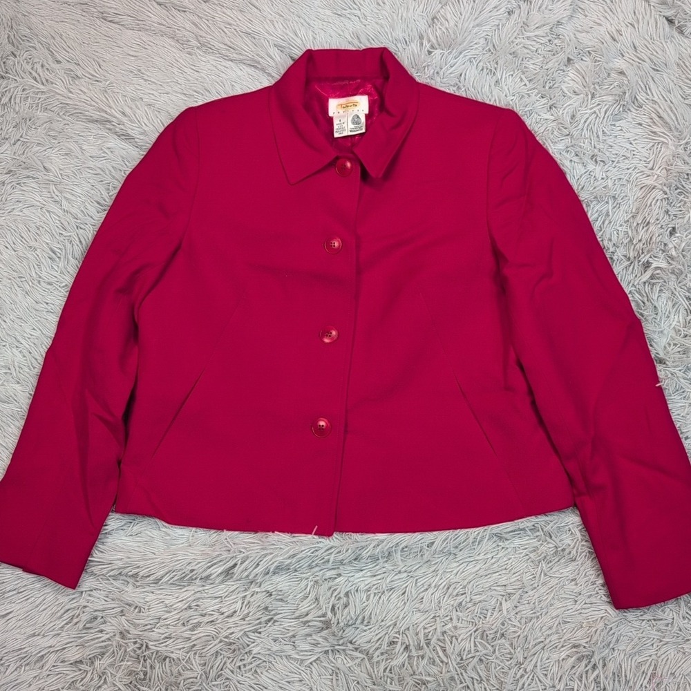 Vintage Talbots Jacket Womens 8 Red Wool Blazer Suit Coat Preppy Career Pockets